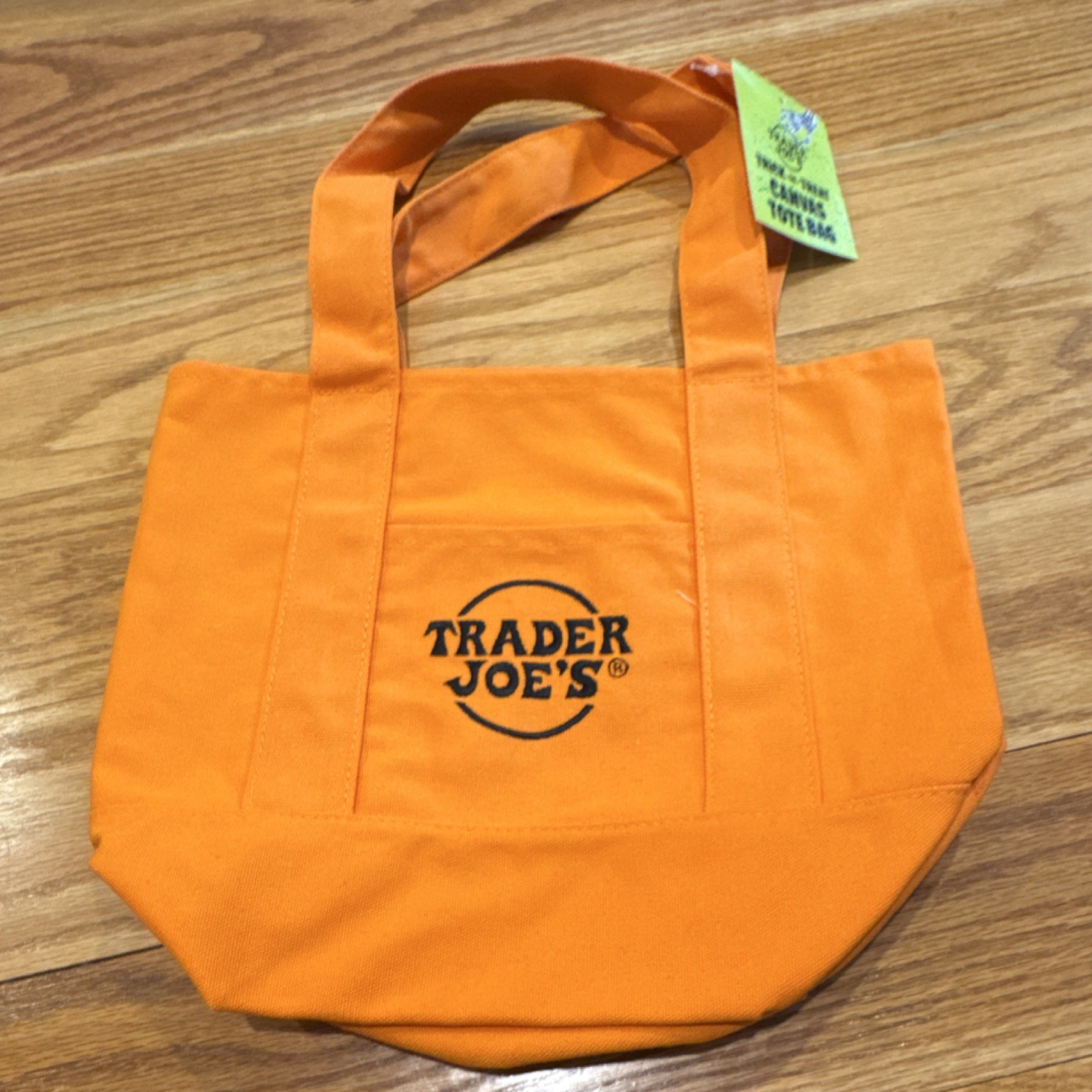 Trader Joe’s Orange Foldable Reusable Shopping Bag 13x6x11in Cotton Polyester