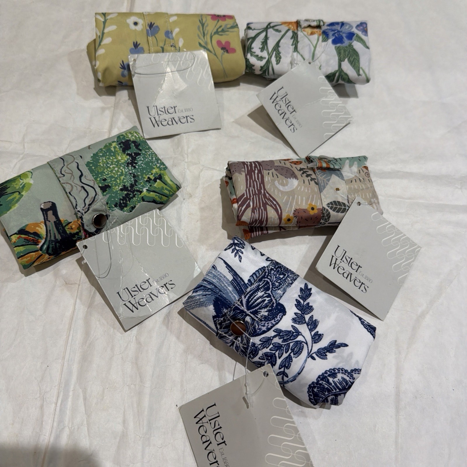 Qty 5 New Ulster Weavers Reusable 100% Polyester Shopping Bag Totes