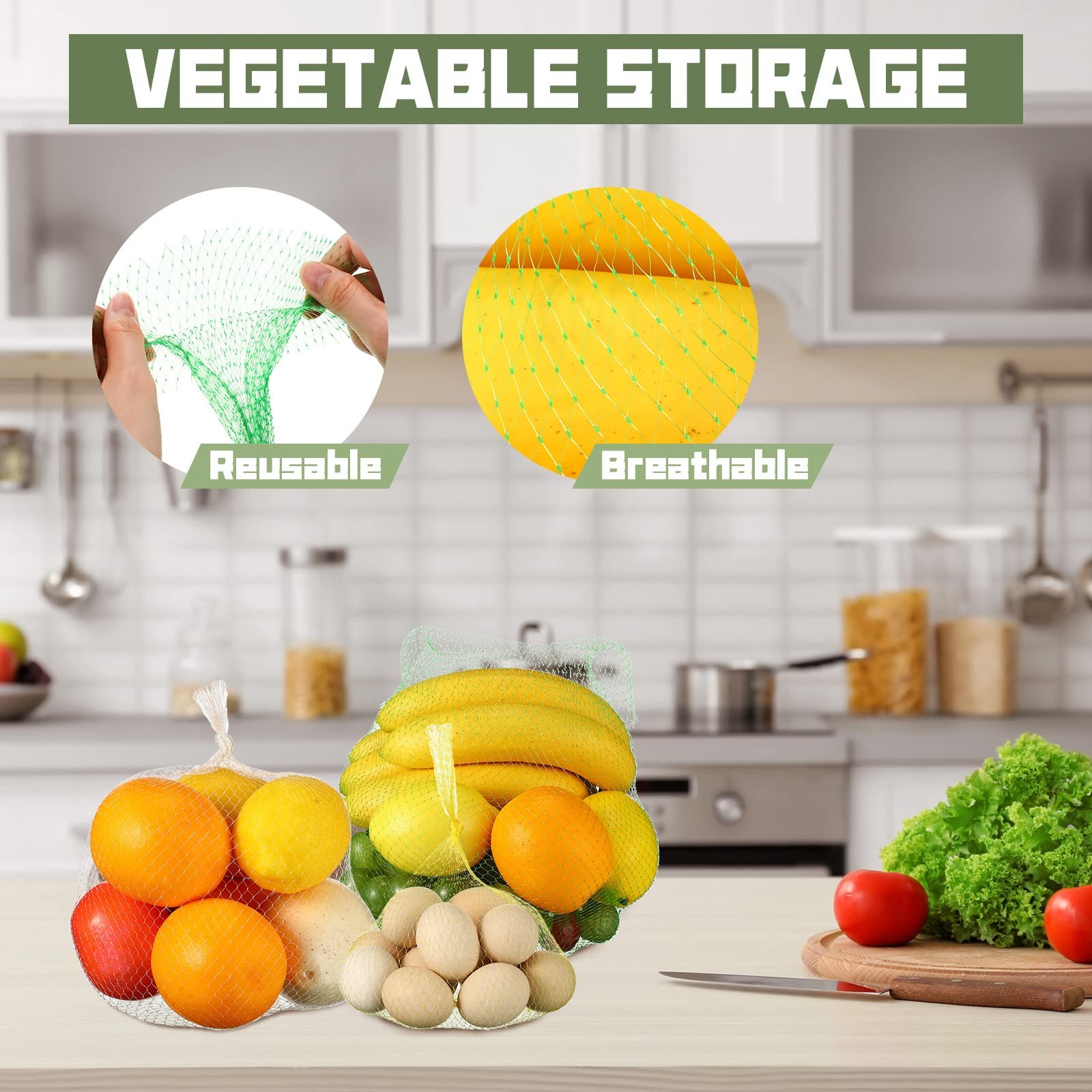 Zhengmy 500 Pcs Reusable Mesh Produce 4 Sizes, red, green, white and yellow