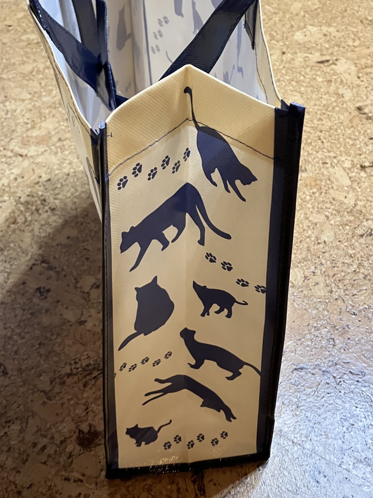 DAISO Reusable Shopping Tote Bag CATS SILHOUETTES – 14.5×17 NEW w/TAG US SELLER