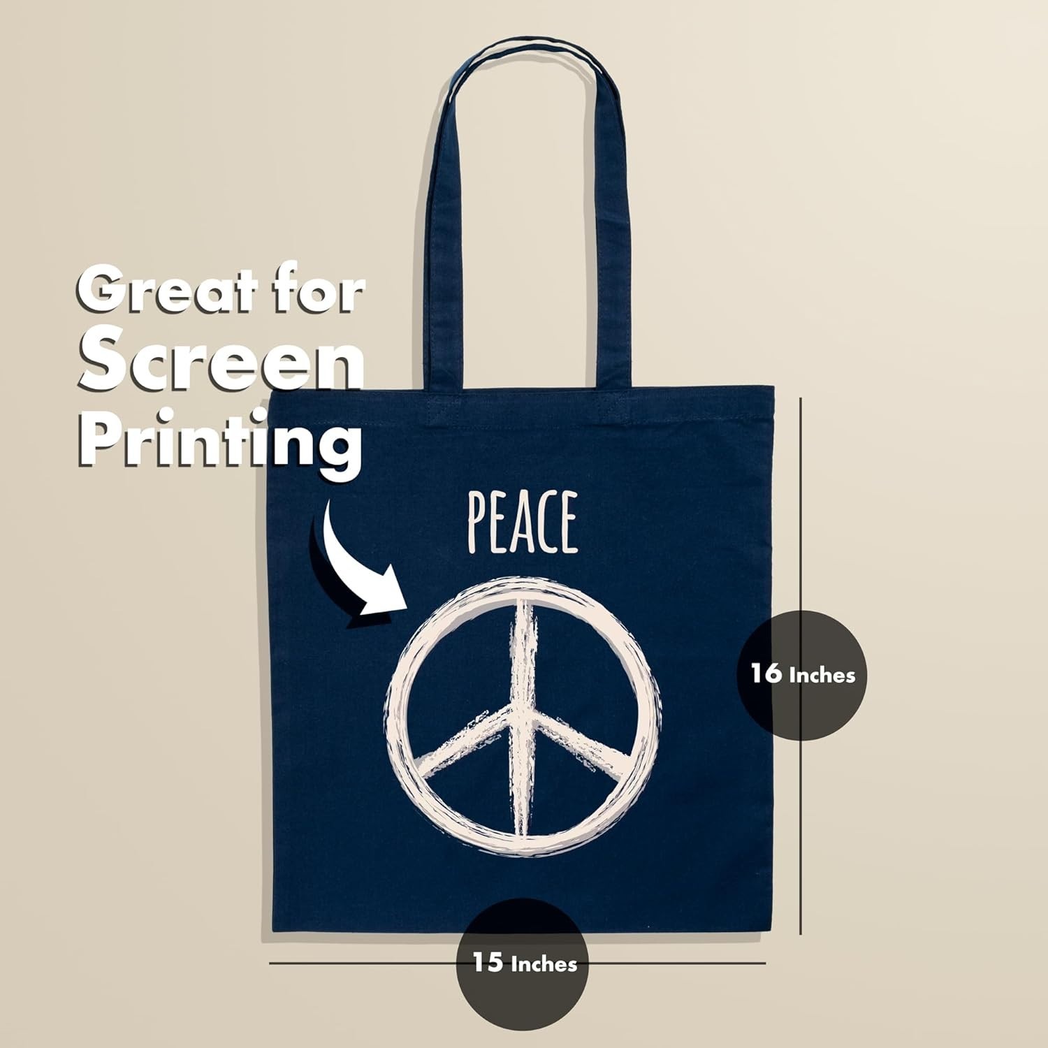 Navy Blue Canvas Tote Bags – Sustainable 15×16 Organic Cotton for Everyday Use