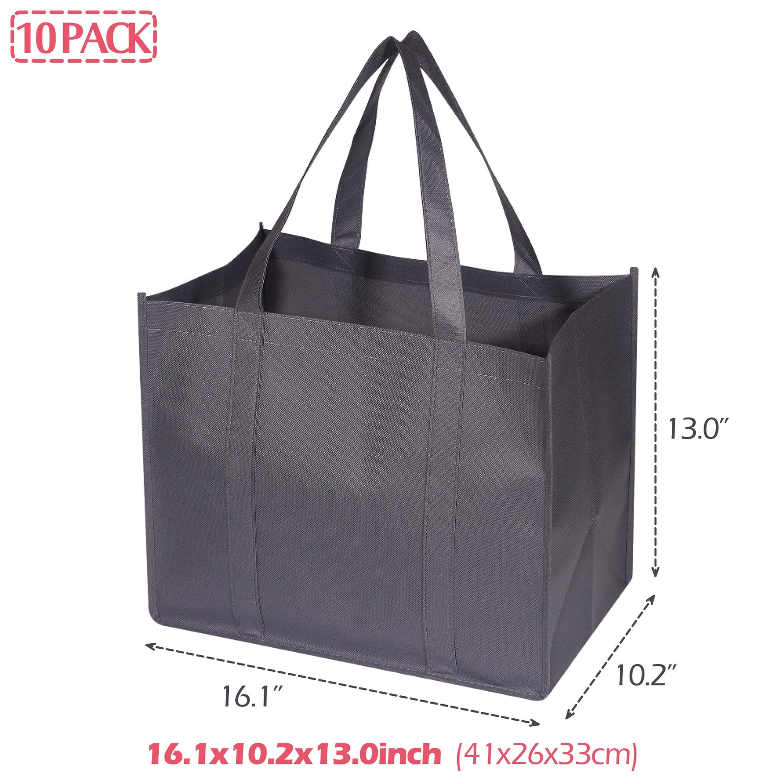 10 Pack Reusable Grocery Bags Extra Large Super Strong Heavy Duty Shopping Tote