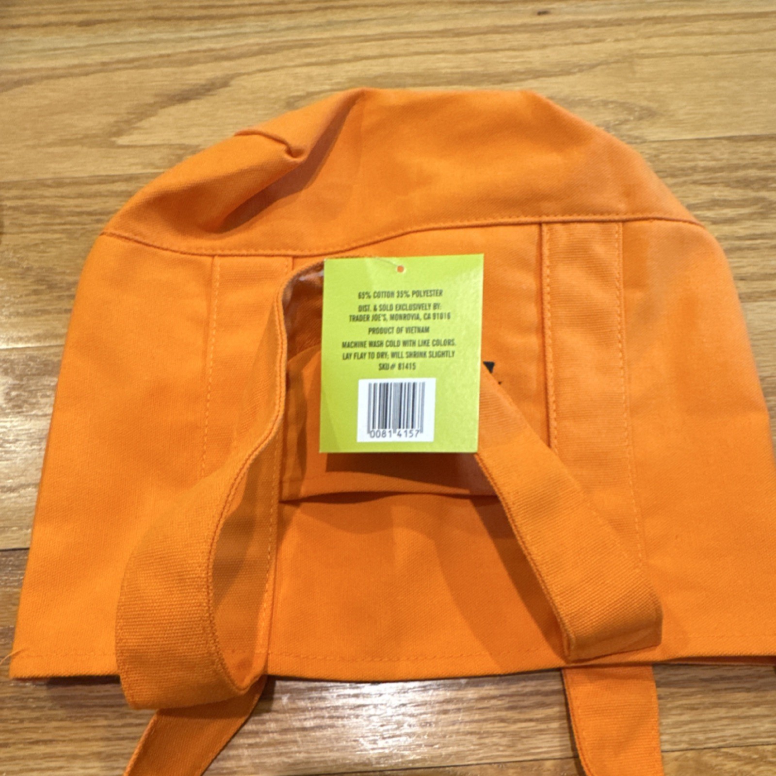 Trader Joe’s Orange Foldable Reusable Shopping Bag 13x6x11in Cotton Polyester