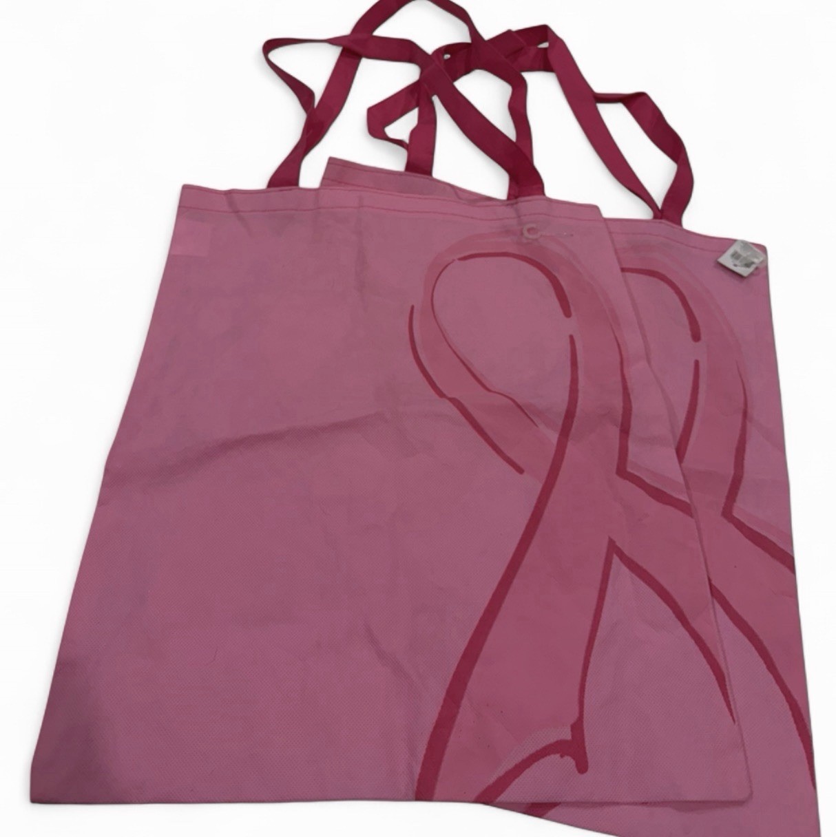 Pink Foldable Reusable Shopping Tote Bag Plastic Large 17x16x6 in 25 qt