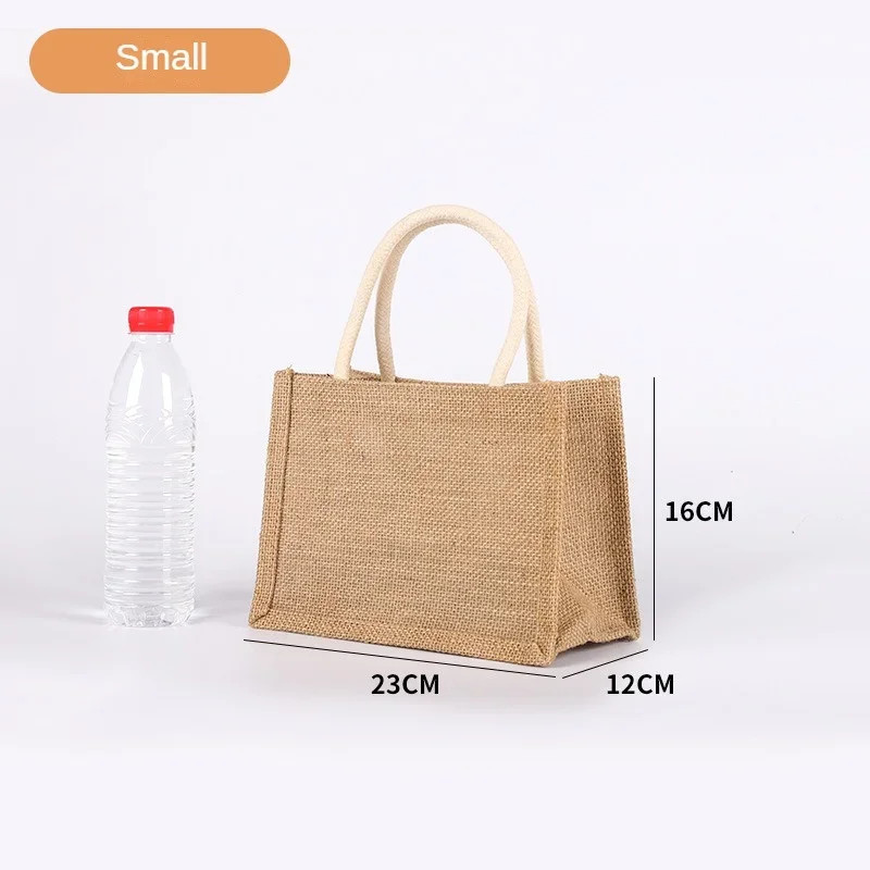 New Burlap Tote Bags Mini Burlap Beach Bags Portable Jute Tote Bag Multipurpose