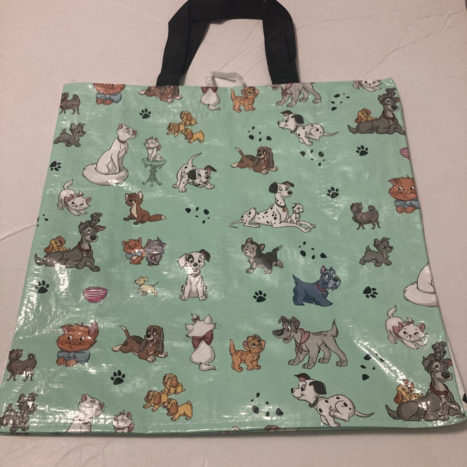 Tesco Disney Dogs Cats Tote Bag Mint Green Fox Hound Lady Tramp Dalmatian New