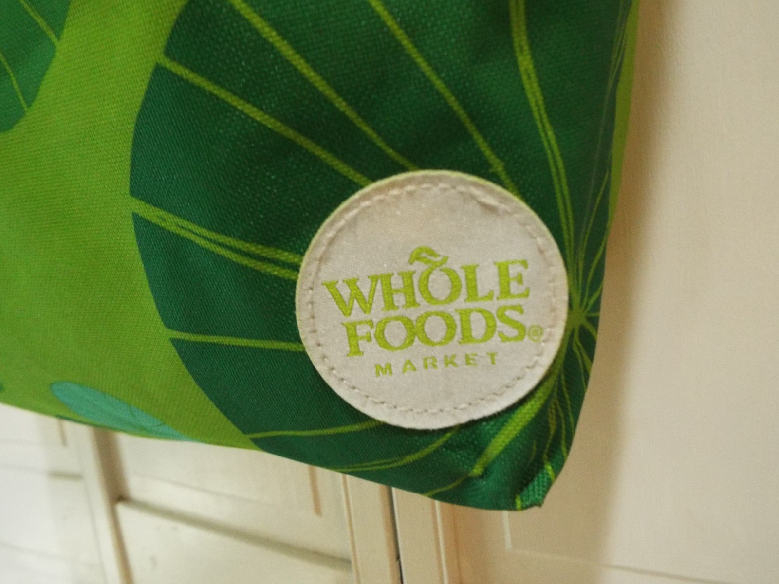 Whole Foods Market Bag Tan Green Aqua Large Canvas Cooler Insulated Bag HTF