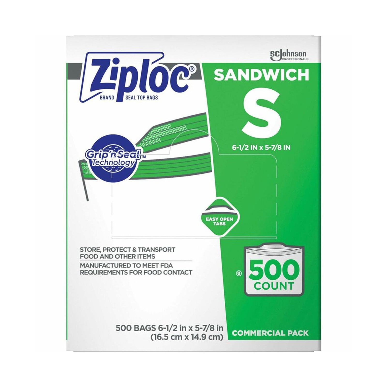 SC Johnson Professional Ziploc Brand Sandwich 500 Count (Pack of 1), Clear