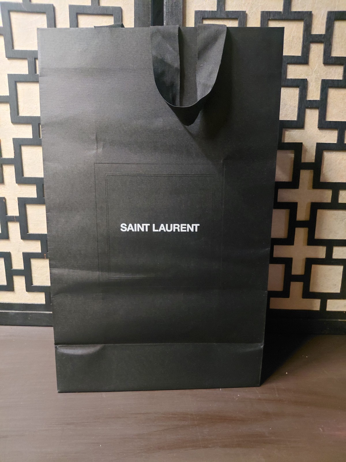 Authentic Saint Laurent Paper Shopping Bag Reusable Black 20.5″ x 12.5″ x 6″