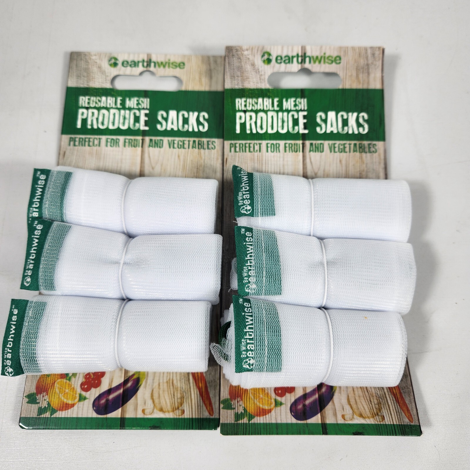 Lot 6 Earthwise Reusable Mesh Drawstring Produce Bags Sacks Fruit Vegetables