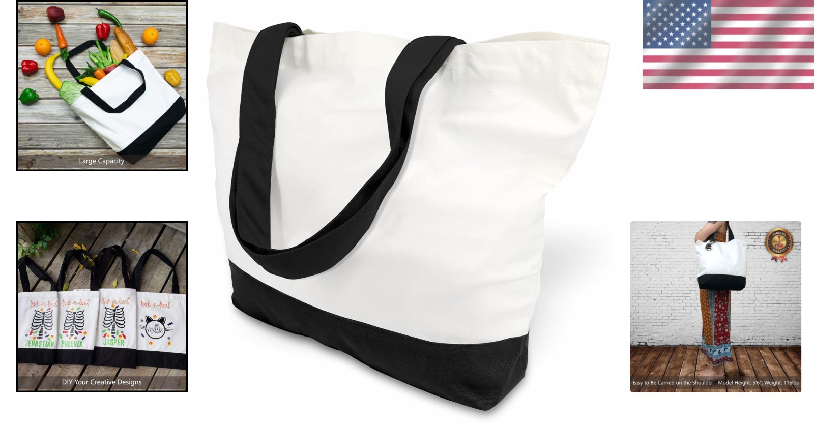 Reusable Large Canvas Totes – 6-Pack of Durable Bags for Eco-Conscious Shoppers