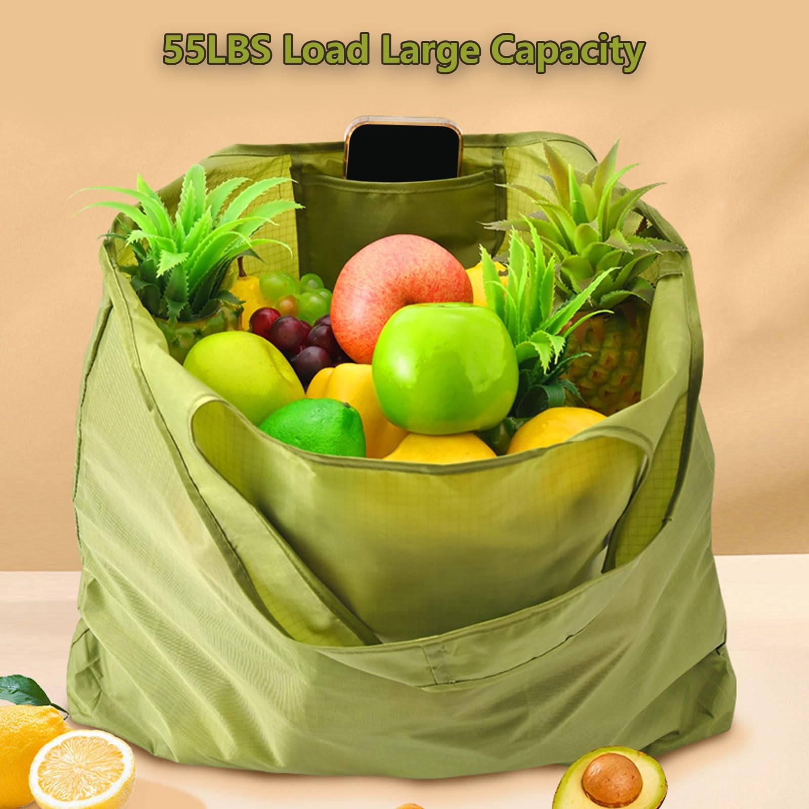 4 Pack Foldable Extra Large Reusable Shopping Bags – Washable Waterproof Groc…