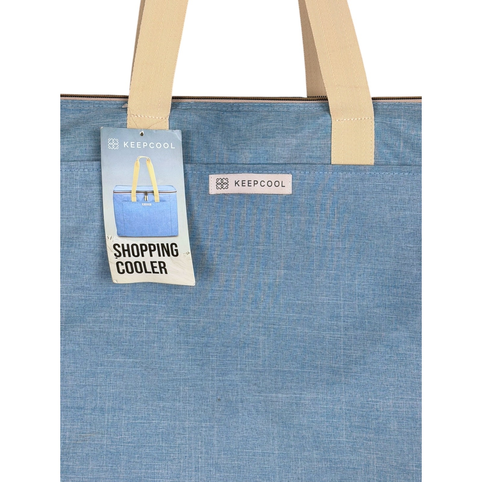 Keep Cool Insulated Reusable Shopping Bag Cooler Light Blue & Cream – NWT