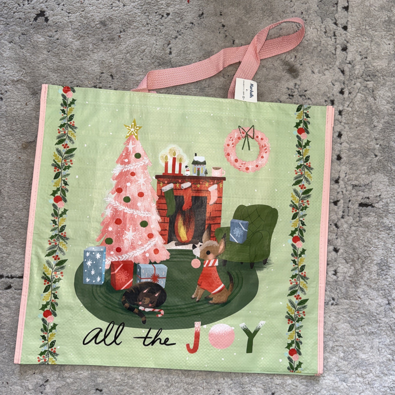 ❤️ Marshall’s Reusable Tote Bag~19X 17” X 8 Christmas dog all Joy Marshalls LE