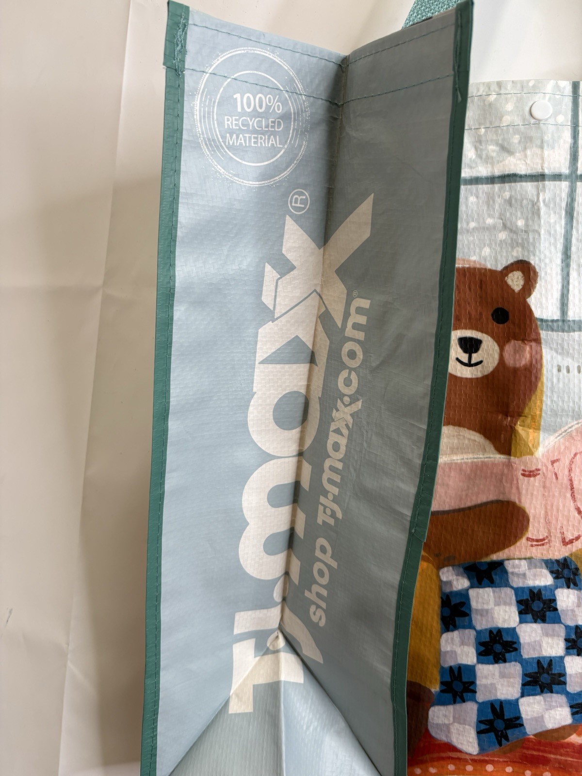 TJMaxx Shopping Bag Cozy Reading Brown Teddy Bears Reusable Tote Bag 18×19.5