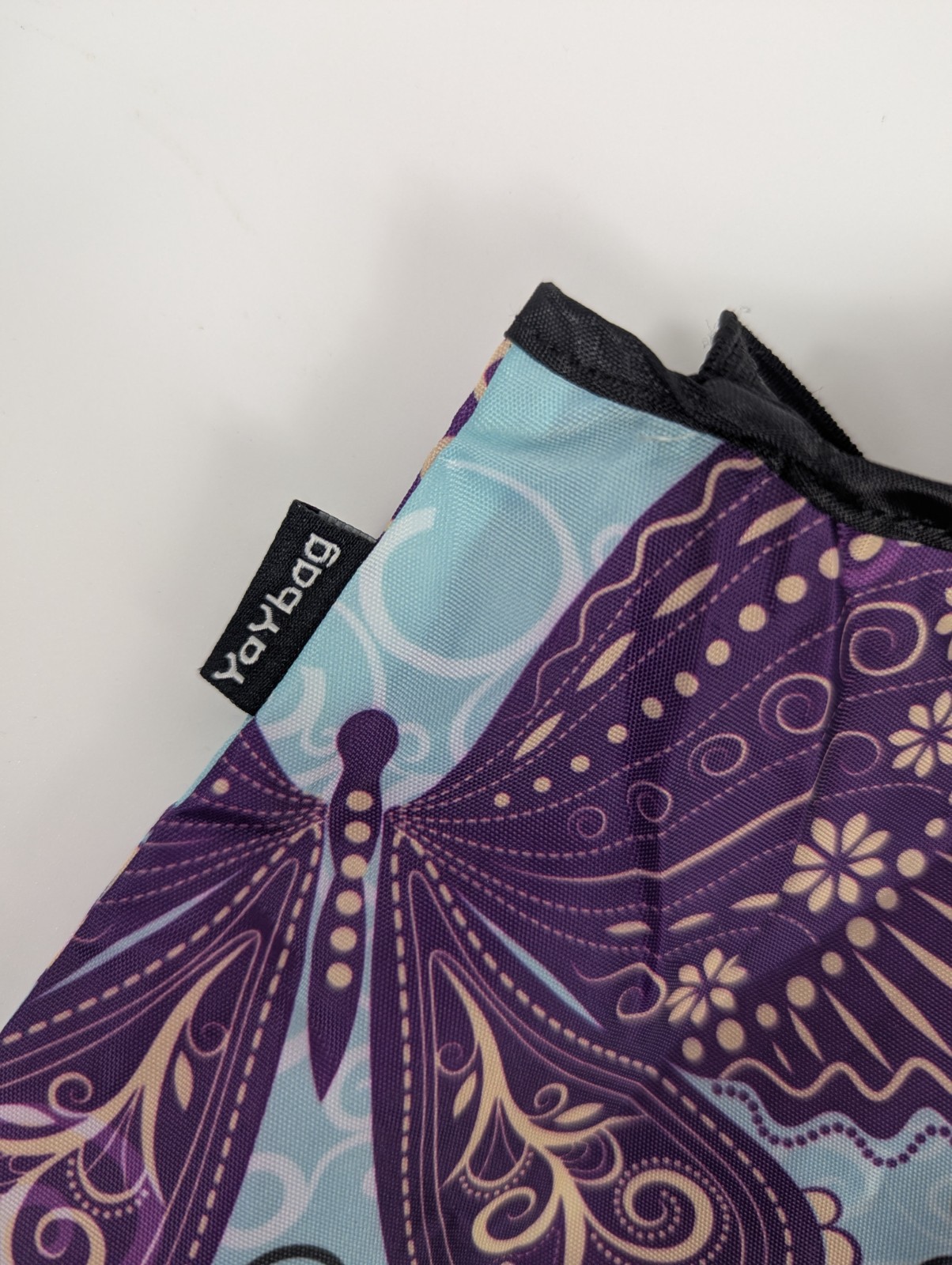 YAYbag Reusable Grocery Tote Bag Purple Blue Paisley Butterfly EUC