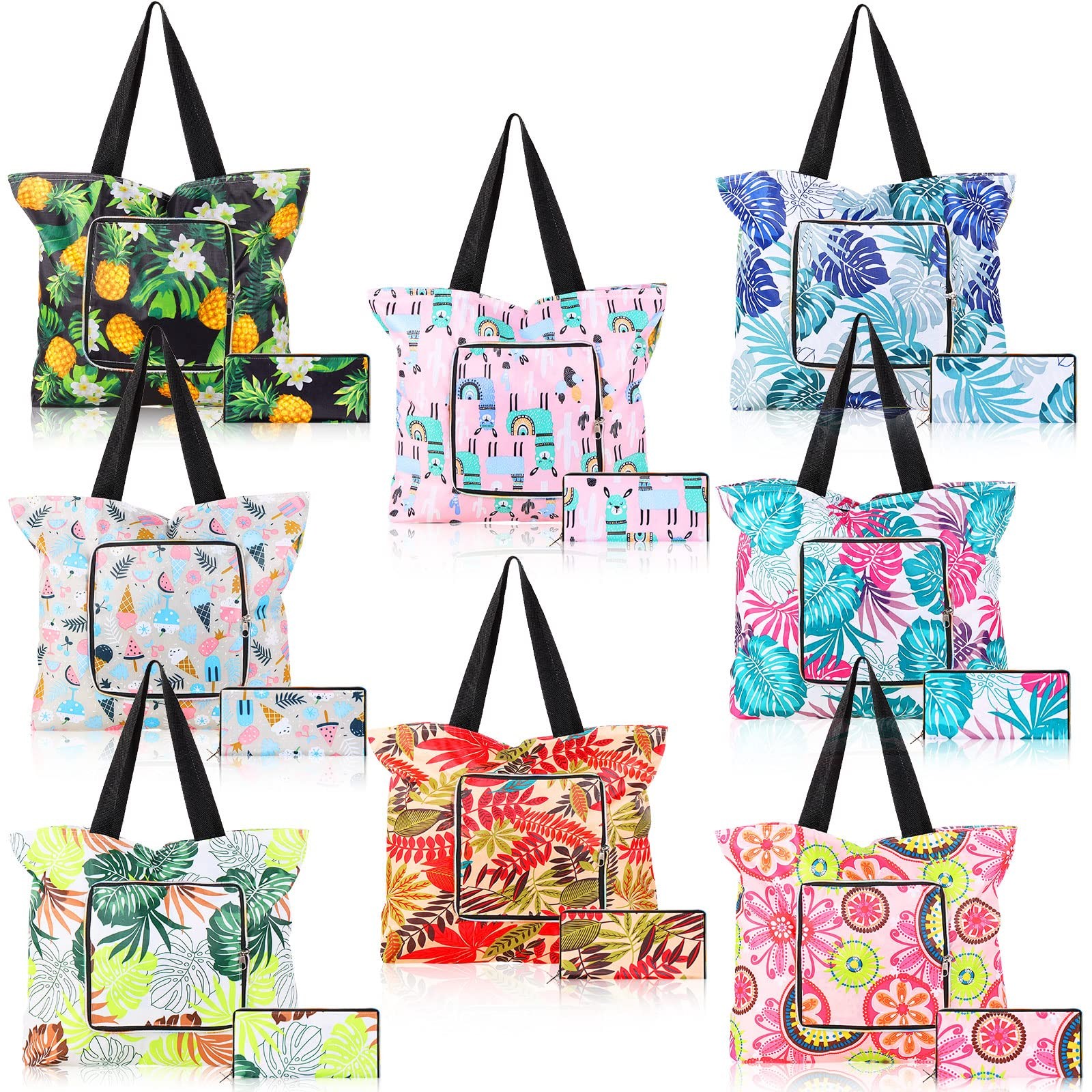 8-pack Summer Beach Tote Bags, Waterproof Sandproof Reusable Shopping & Groce…