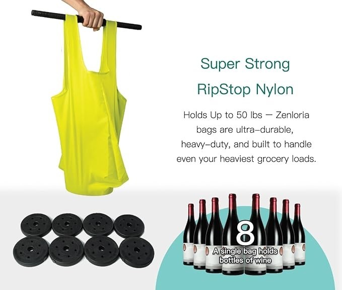 Foldable Reusable Grocery Bags – Heavy Duty 6 Pack with Handles | XL Tote for…