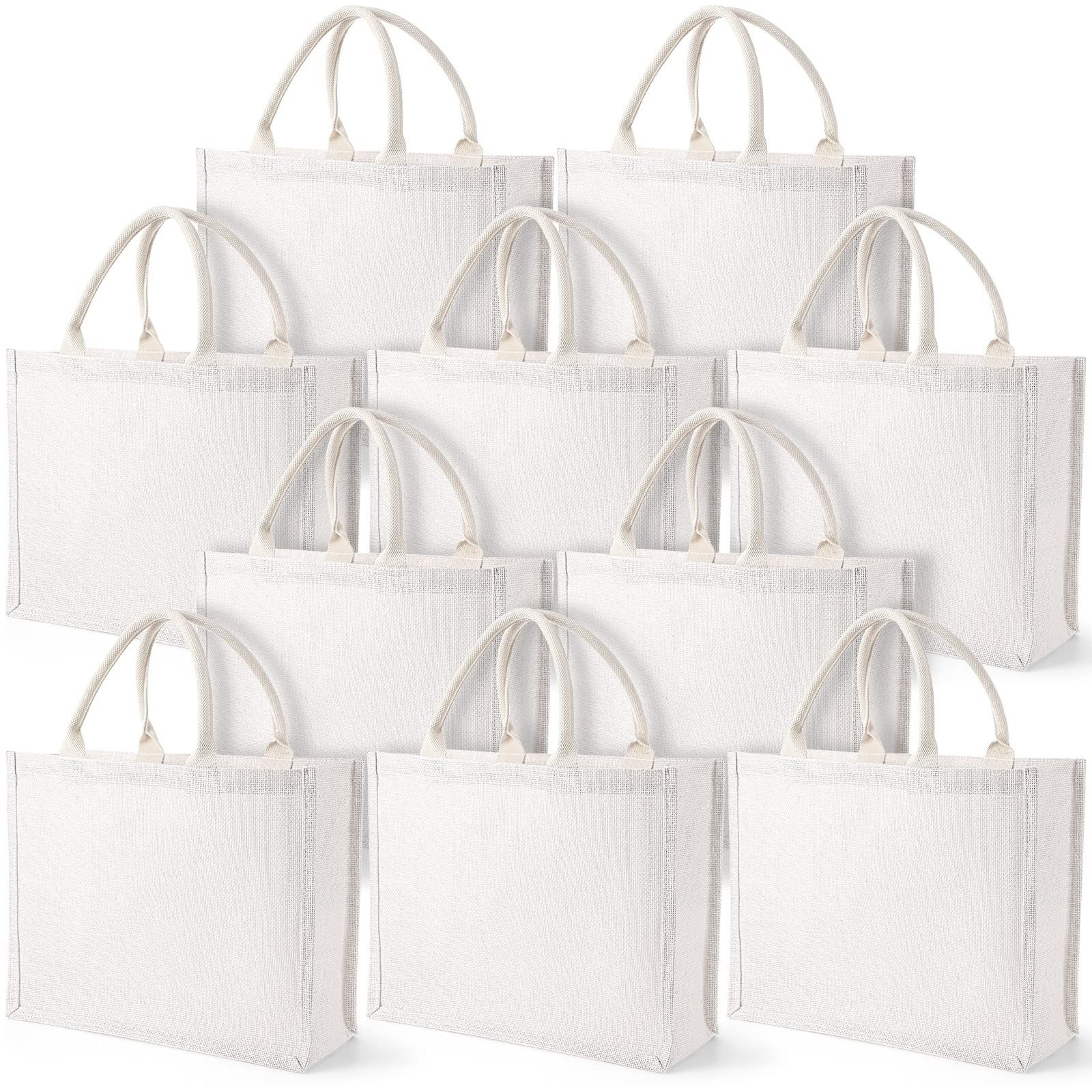 Reginary 10 Pack White Tote Bags with Handles for Women, 15.4 x 12.2 x 5.9 In…