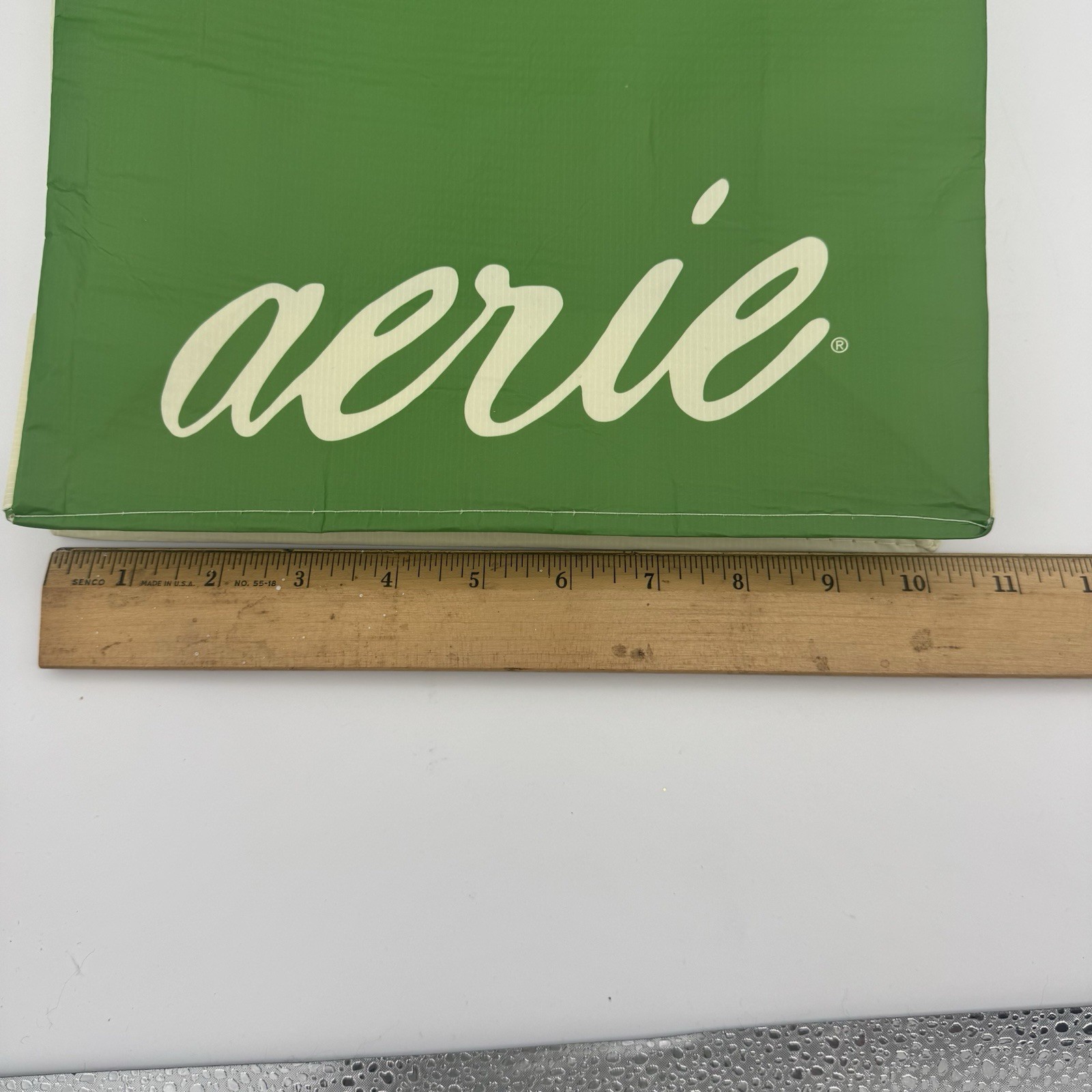 Aerie Offline Reusable Shopping Bag Green Cream Recycled