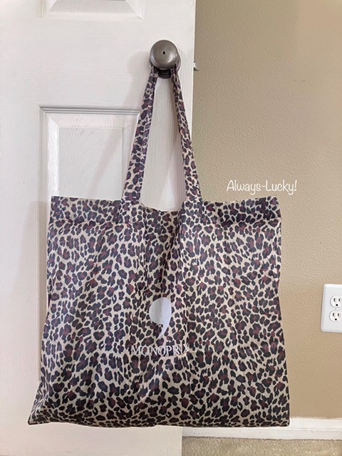 MONOPRIX France Reusable Nylon Shopping Tote Eco Grocery Bag Leopard NEW