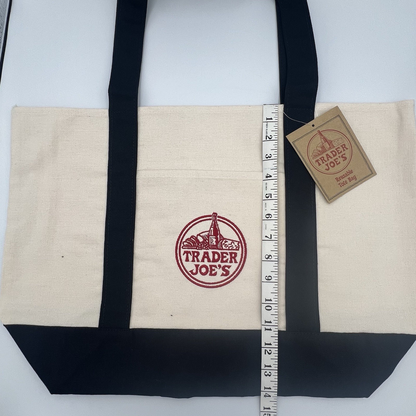 Trader Joe’s Classic Large Canvas Navy Blue Shoulder Strap Shopping Tote *New*