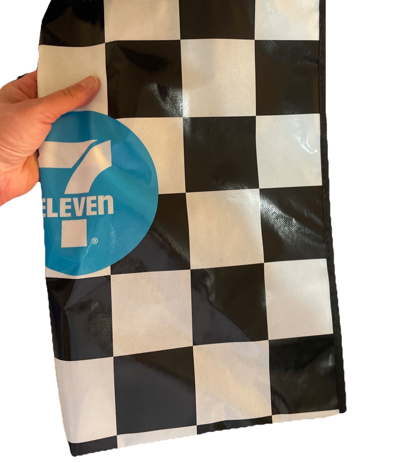 NEW 7-Eleven Reusable Checkered Tote Bag Limited Edition Rare 18 x 16 x 9in HUGE