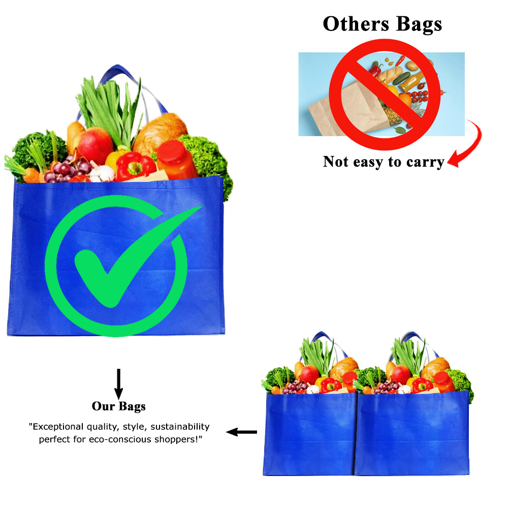 Shopping Bag Tote Bag EcoFriendly Promo Bag Wholesale Royal Blue 14x18x5in 100PK