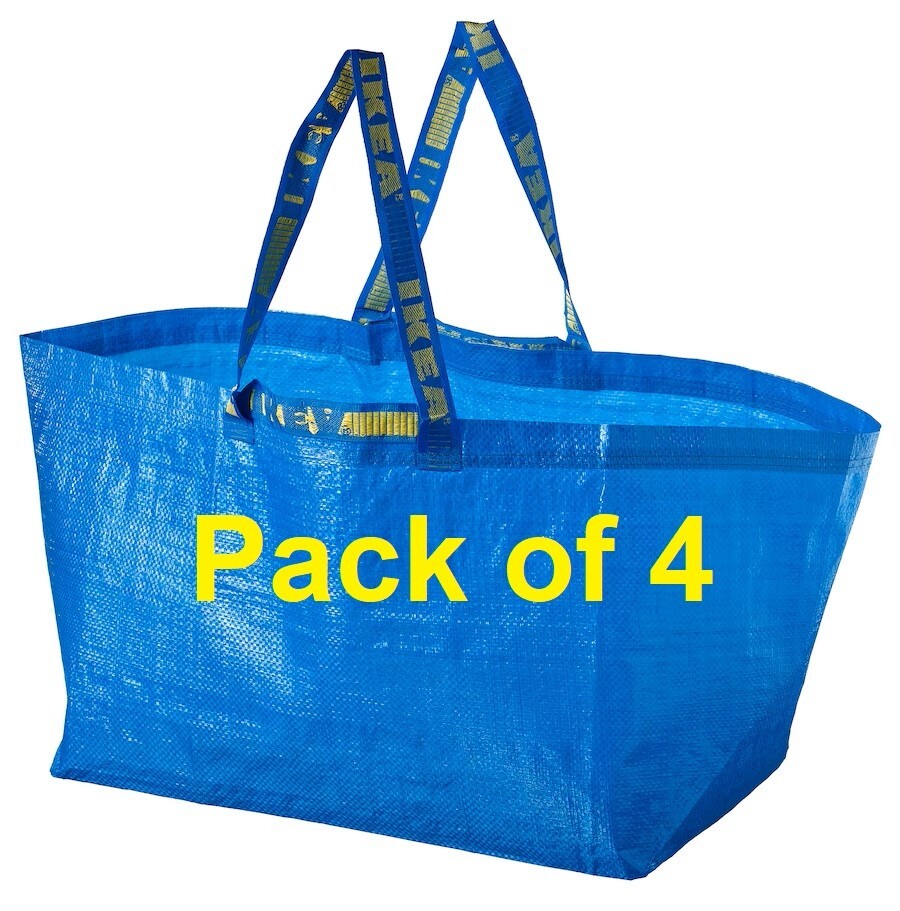 Pack of 4 IKEA Shopping Bag Blue Large Sturdy Laundry, Grocery – 172.283.40