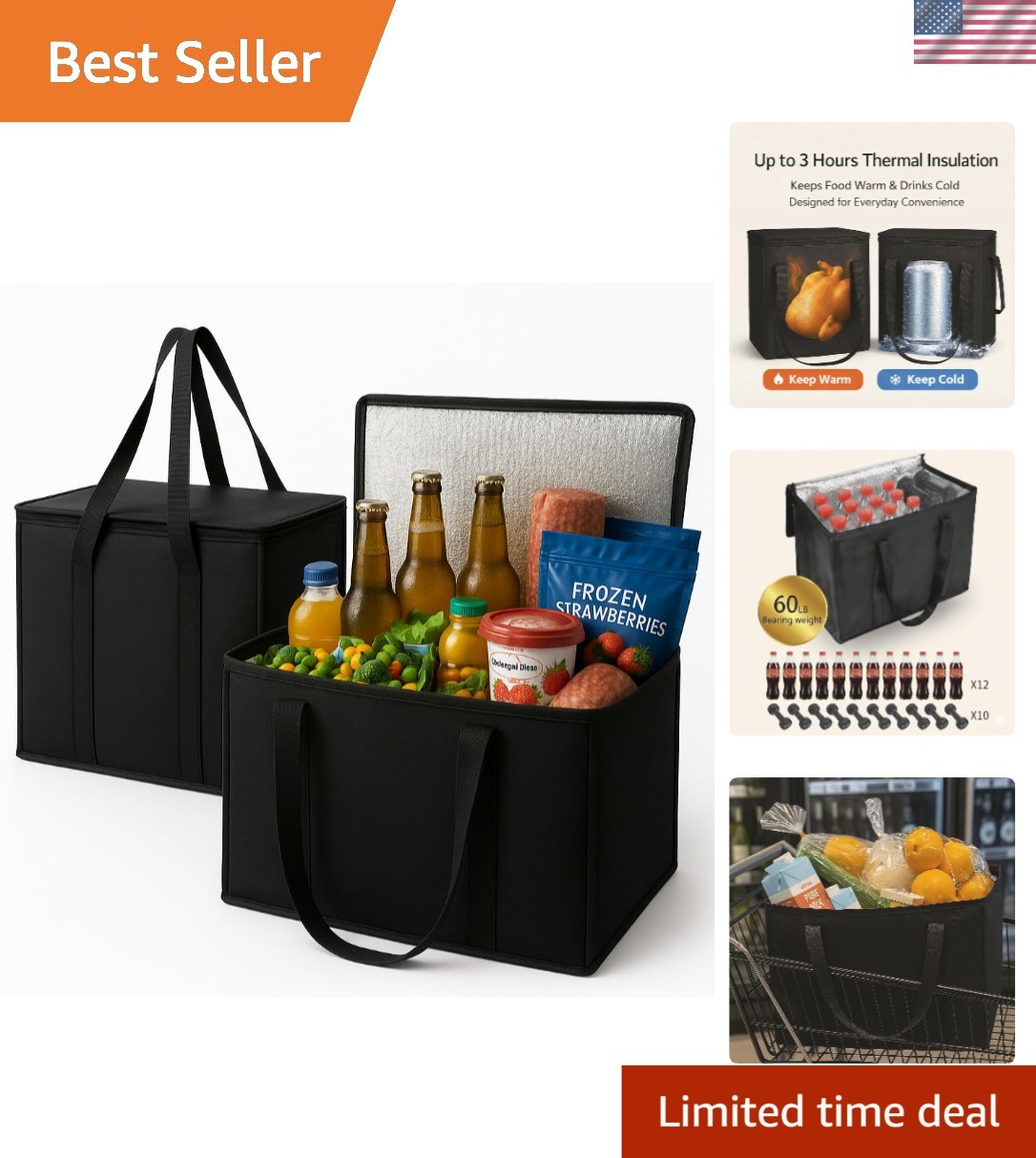 2-Pack Insulated Cooler Bags – XL Large for Effortless Camping & Groceries