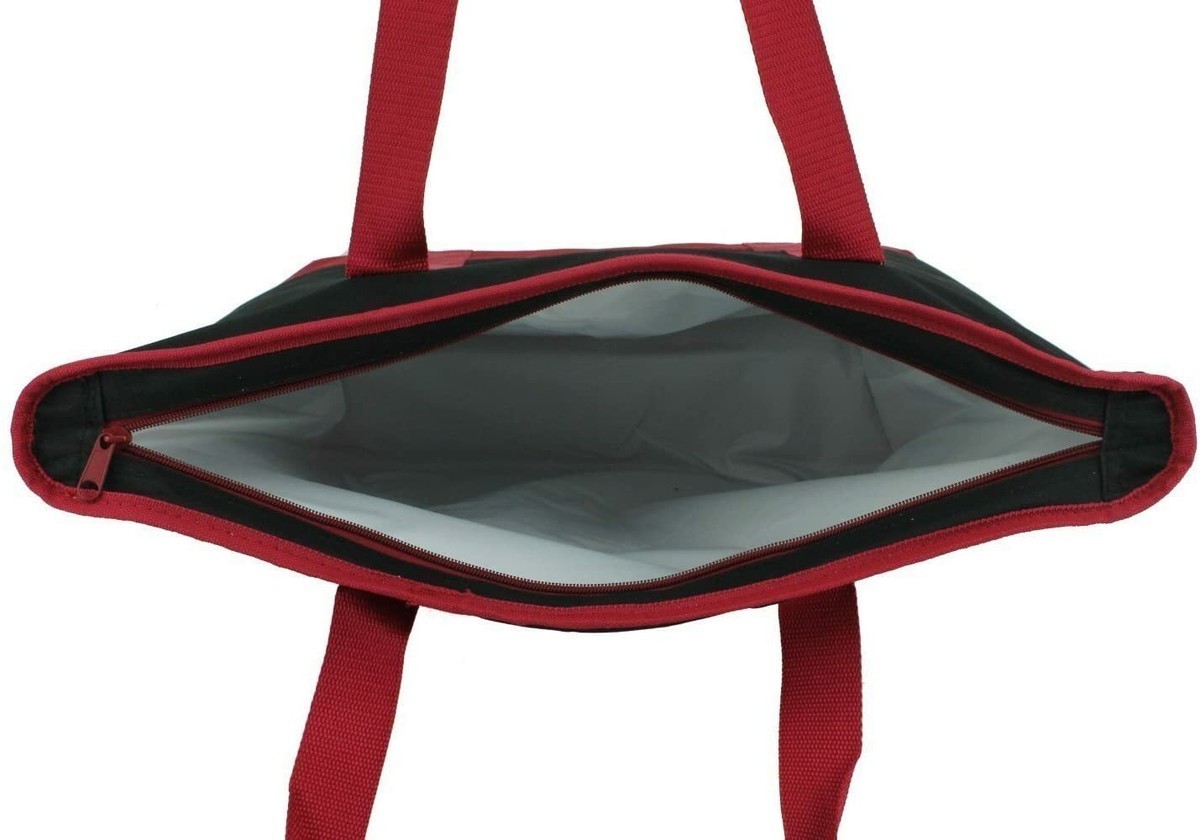Trader Joe’s Black Red Insulated Large Cooler Tote Reusable Shopping Bag – NEW