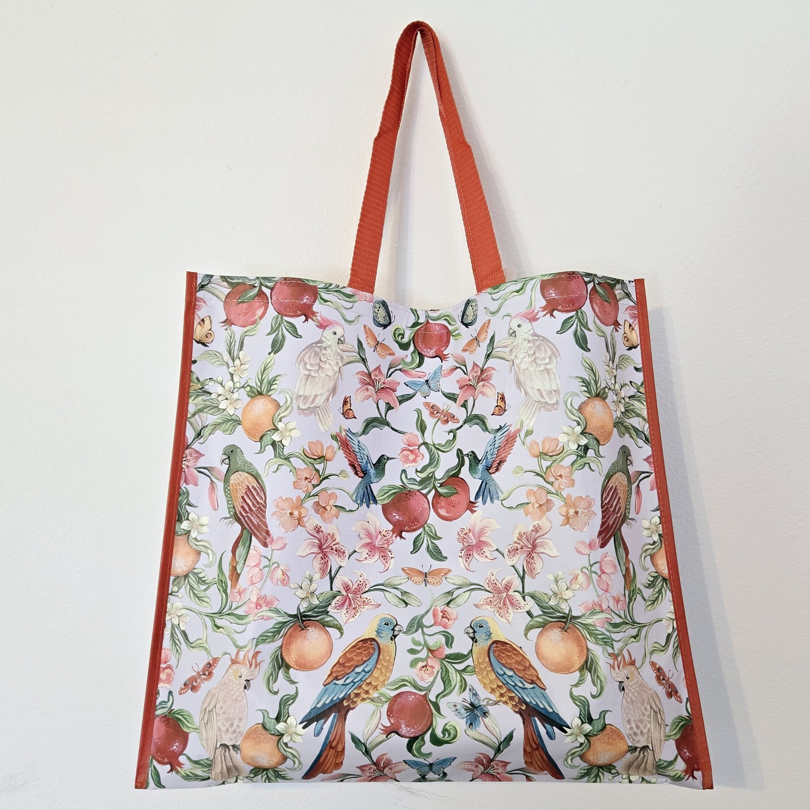 Shopping Bag Exotic Tropical Birds Fruit Flowers Reusable TJMaxx TJ Maxx New!