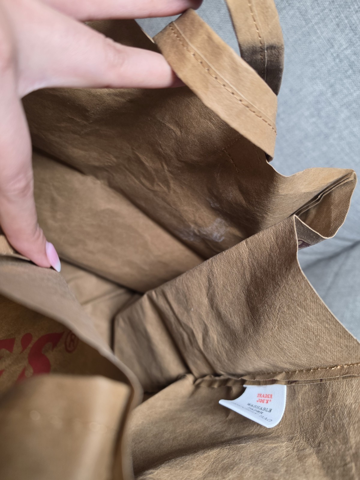 Trader Joe’s Reusable Washable Brown Natural Paper Shopping Grocery Tote Bag