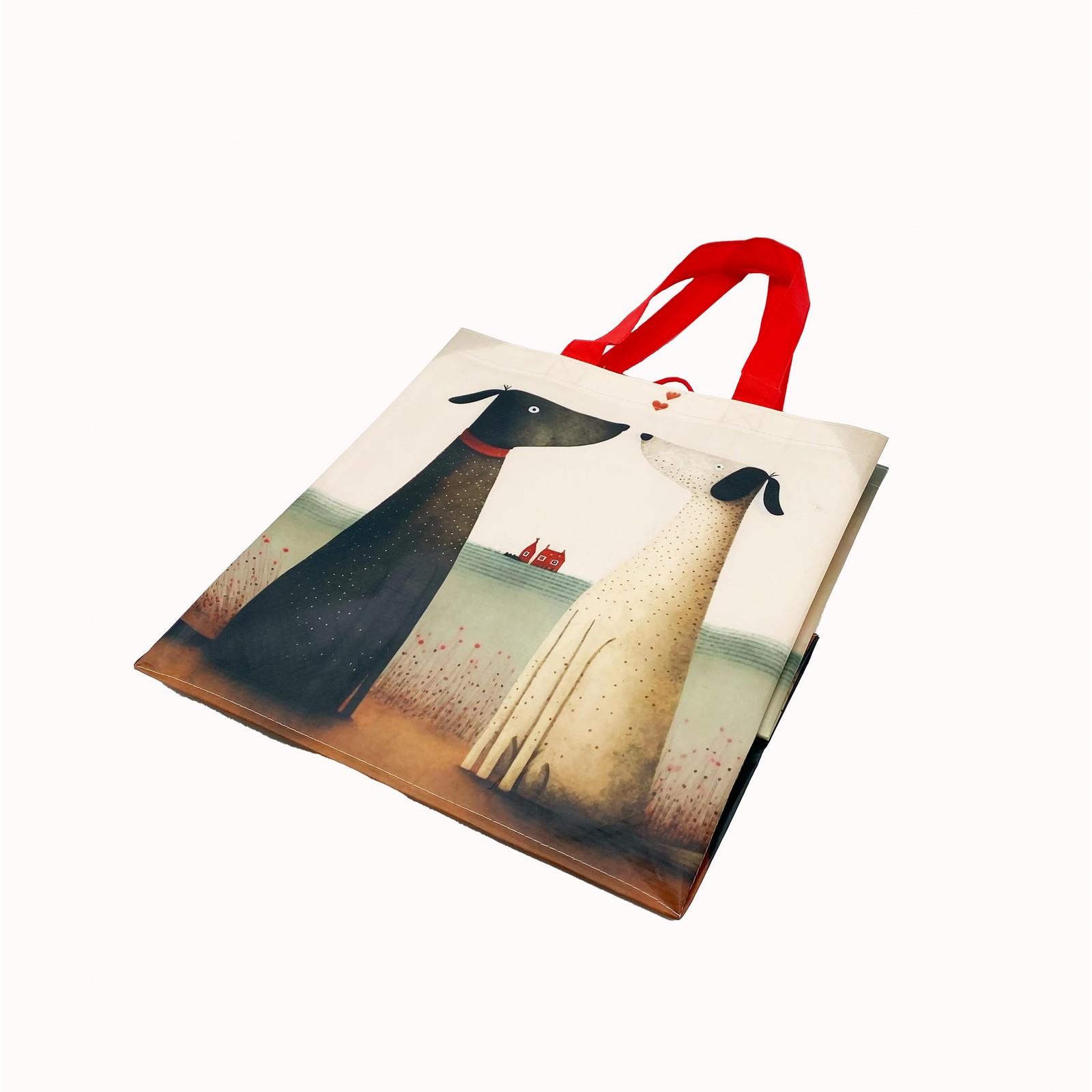 Reusable Shopping Bags Totes 13×14.5×8.25 Inch Hearts Design Grocery 6 PCS