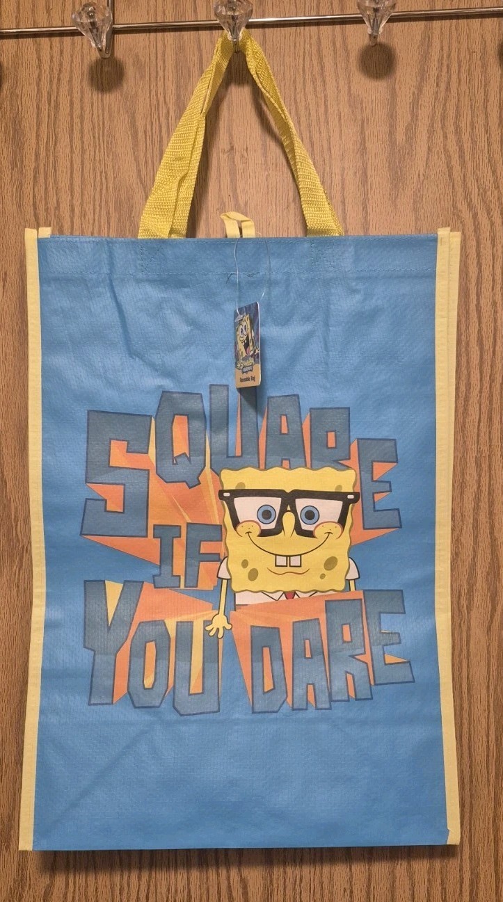 SpongeBob SquarePants “Square If You Dare” Shopping Bag/Tote NWT 19×13.5×7″