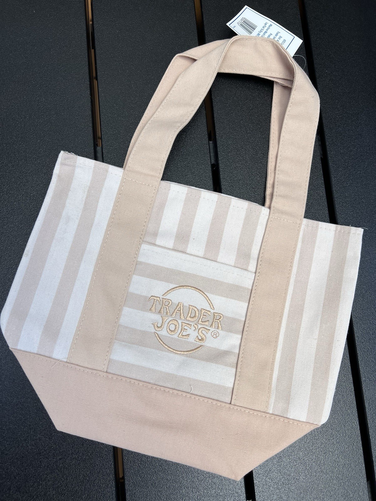 Trader Joe’s New Mini Pastel Stripe Canvas Tote Bag Limited Edition Set Of 4