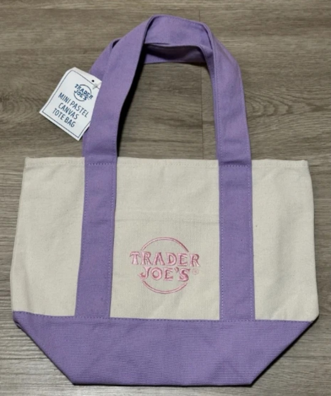 2x Trader Joe’s NEW 💜 Lavender AUTHENTIC LARGE & MINI CANVAS REUSABLE TOTE BAGS