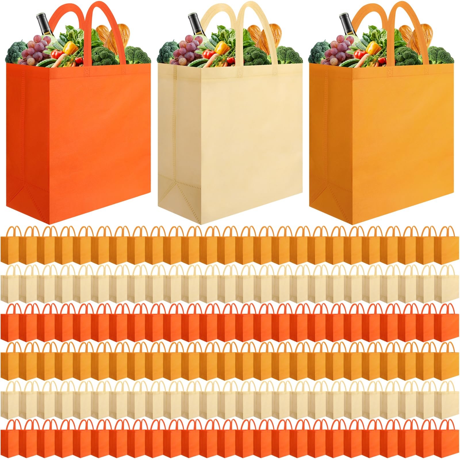 150 Pcs Reusable Totes Bags Bulk 14 x 14 x 6 Inch Large Reusable Non Woven Sh…