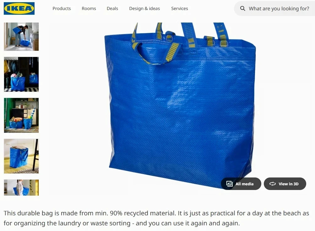 IKEA Medium Blue Shoppin Bag Reusable Durable GroceryLaundryStorage 10Gal