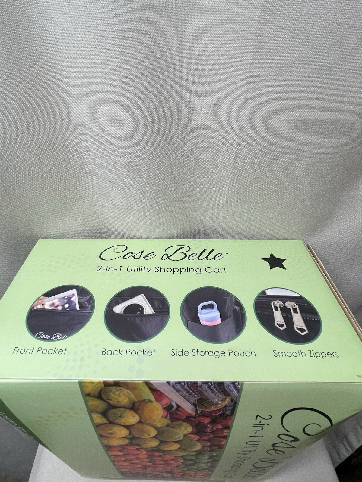 Cose Belle 2-in-1 Utility Shopping Cart 50L Black Folds Flat Water Repellent