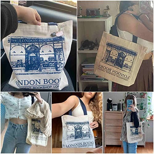 canvas tote bag for women, book tote bag aesthetic with zipper, cute small