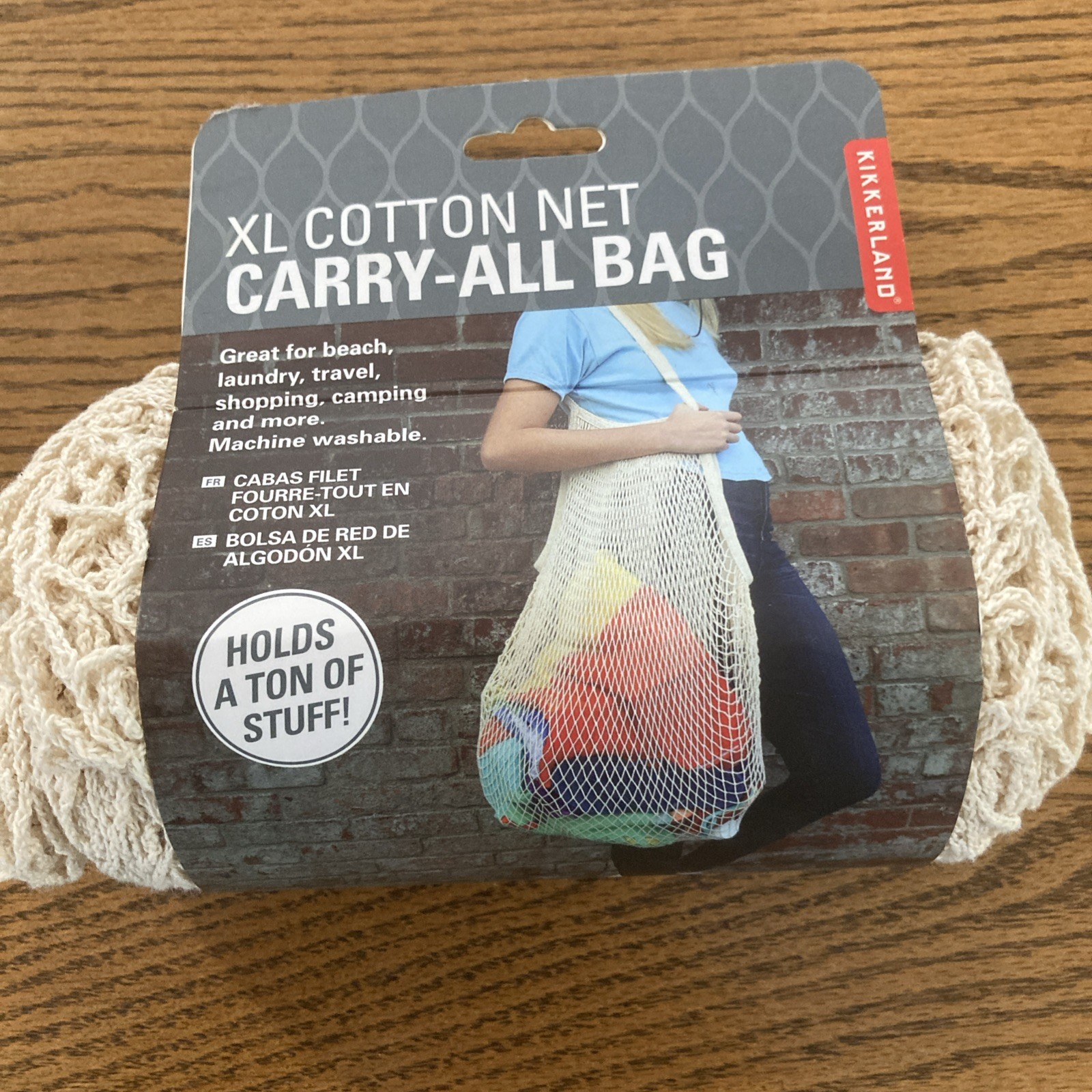 Kikkerland XL 100% Cotton Net Carry All Bag 24×36”Shopping Beach Washable New