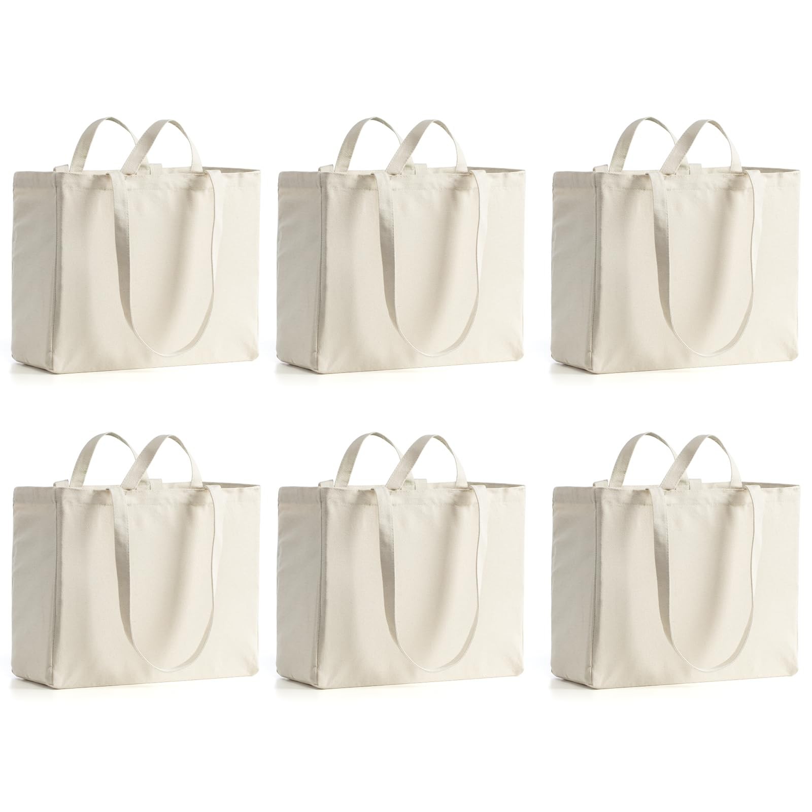 LINICE Canvas Tote Bag Reusable Grocery Bags with Long Shoulder Strap and Sho…