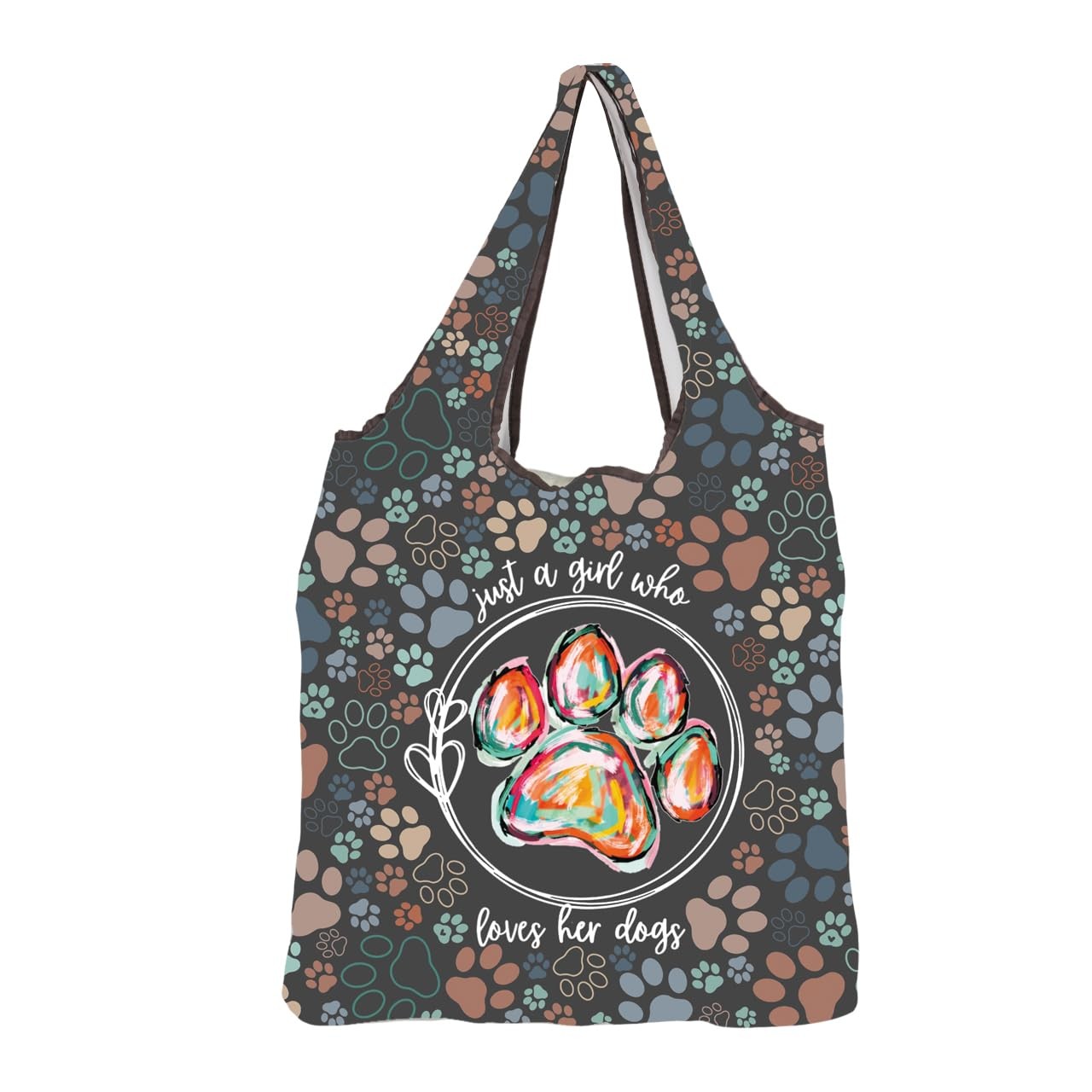 Dog Mom Reusable Grocery Bag Just a Girl Who Loves Dog Paw Print Bag Cute Pet…
