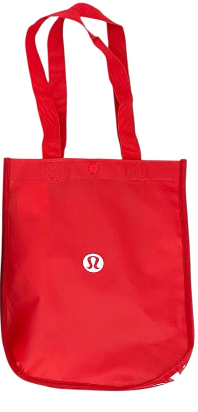 Lululemon Shopper Tote Bags Reusable Red Burgundy Logo Set Of 2