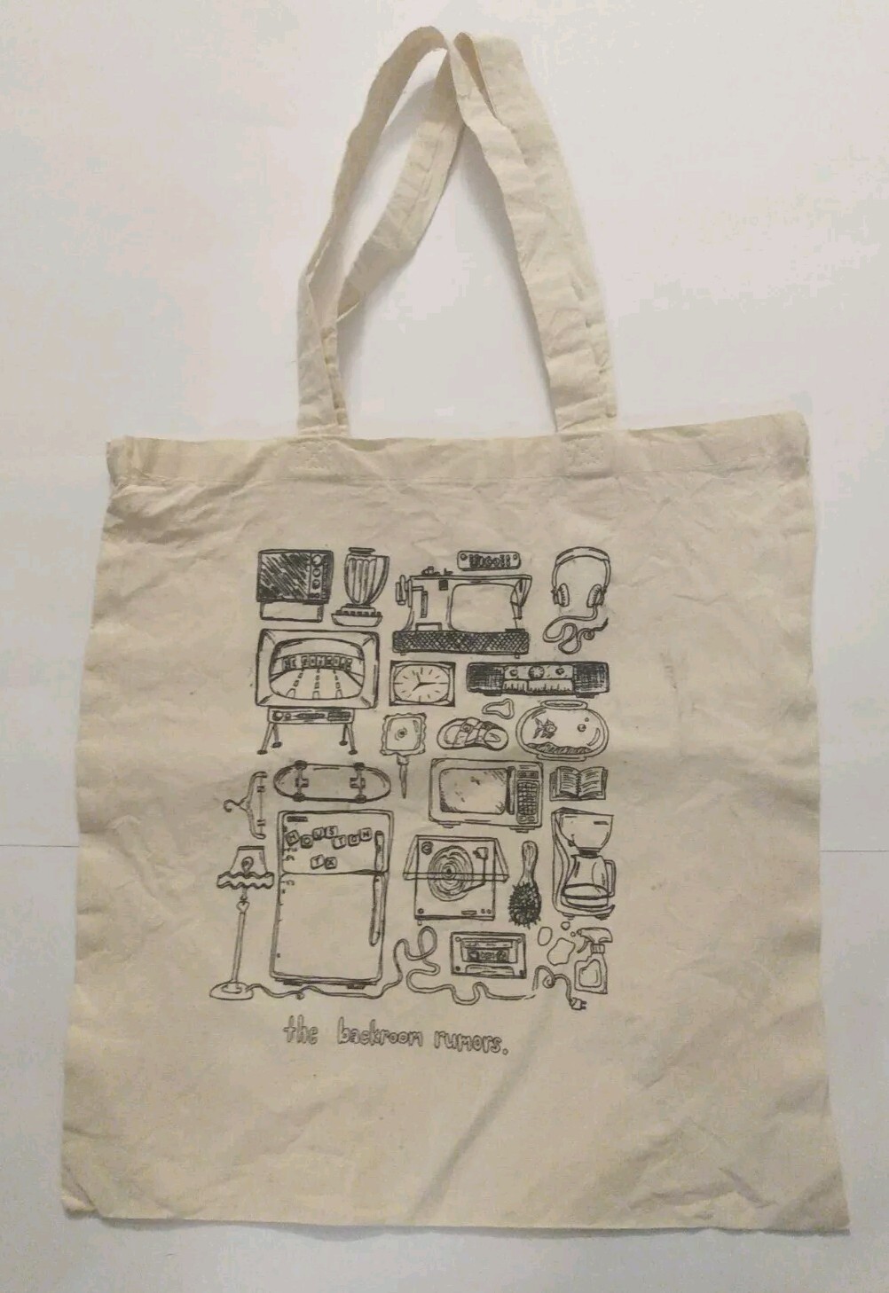 Q-Tees The Backroom Rumors Cotton Cream Doodle Cotton Tote Bag 14″ x 14″