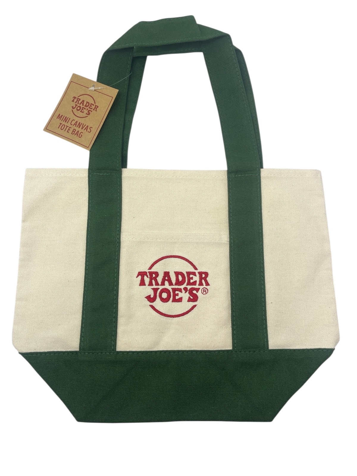 TRADER JOES Mini Canvas Tote Bag COMPLETE SET OF 4 Blue Red Green Yellow NWT
