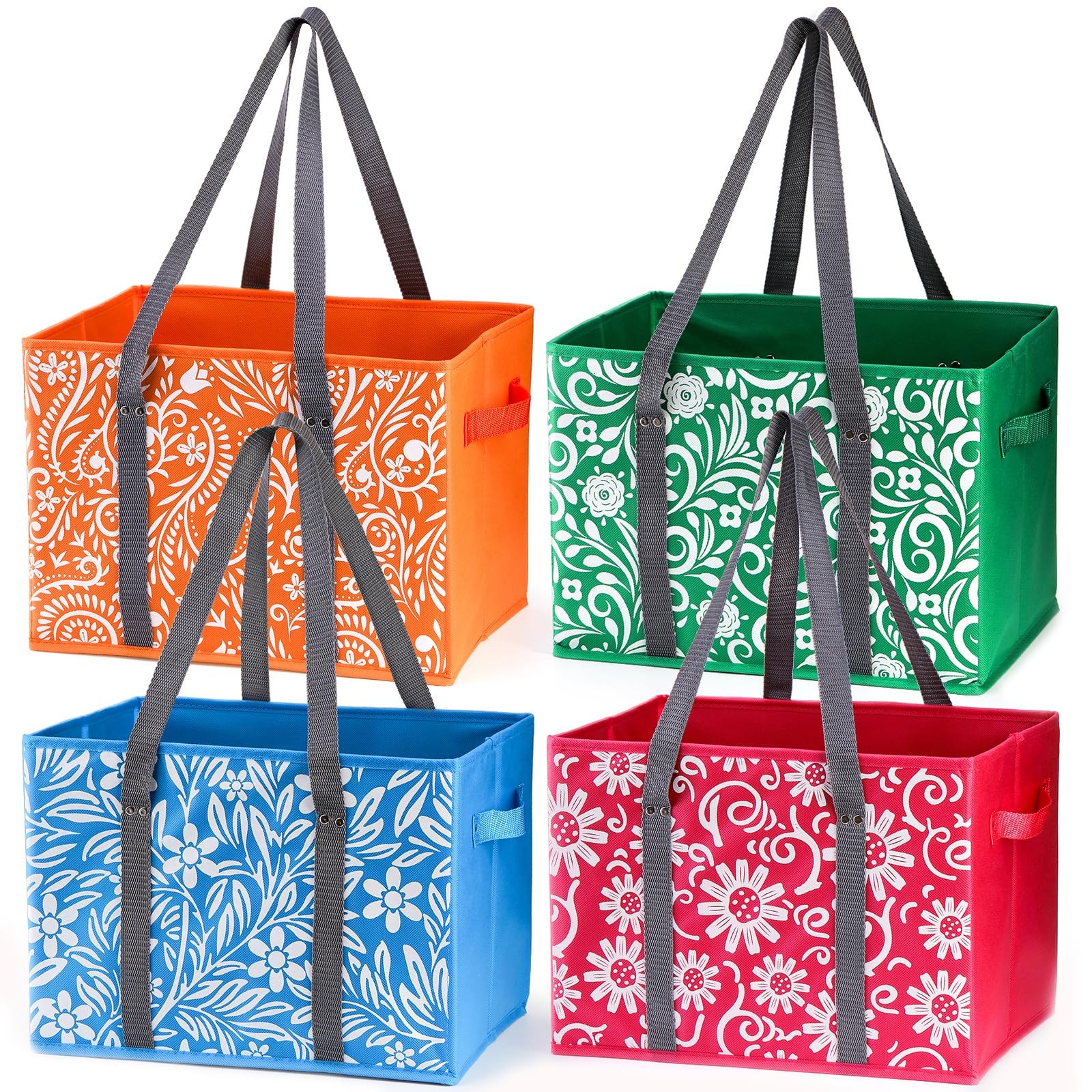 Reusable Grocery Shopping Tote Bags Foldable Large Storage Box Organizer 4PK