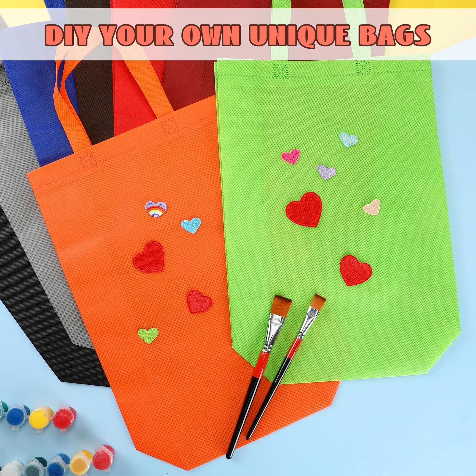 80 PCS Non Woven Tote Bags Bulk Large Reusable Grocery Bag 15×11.8×4 Inch