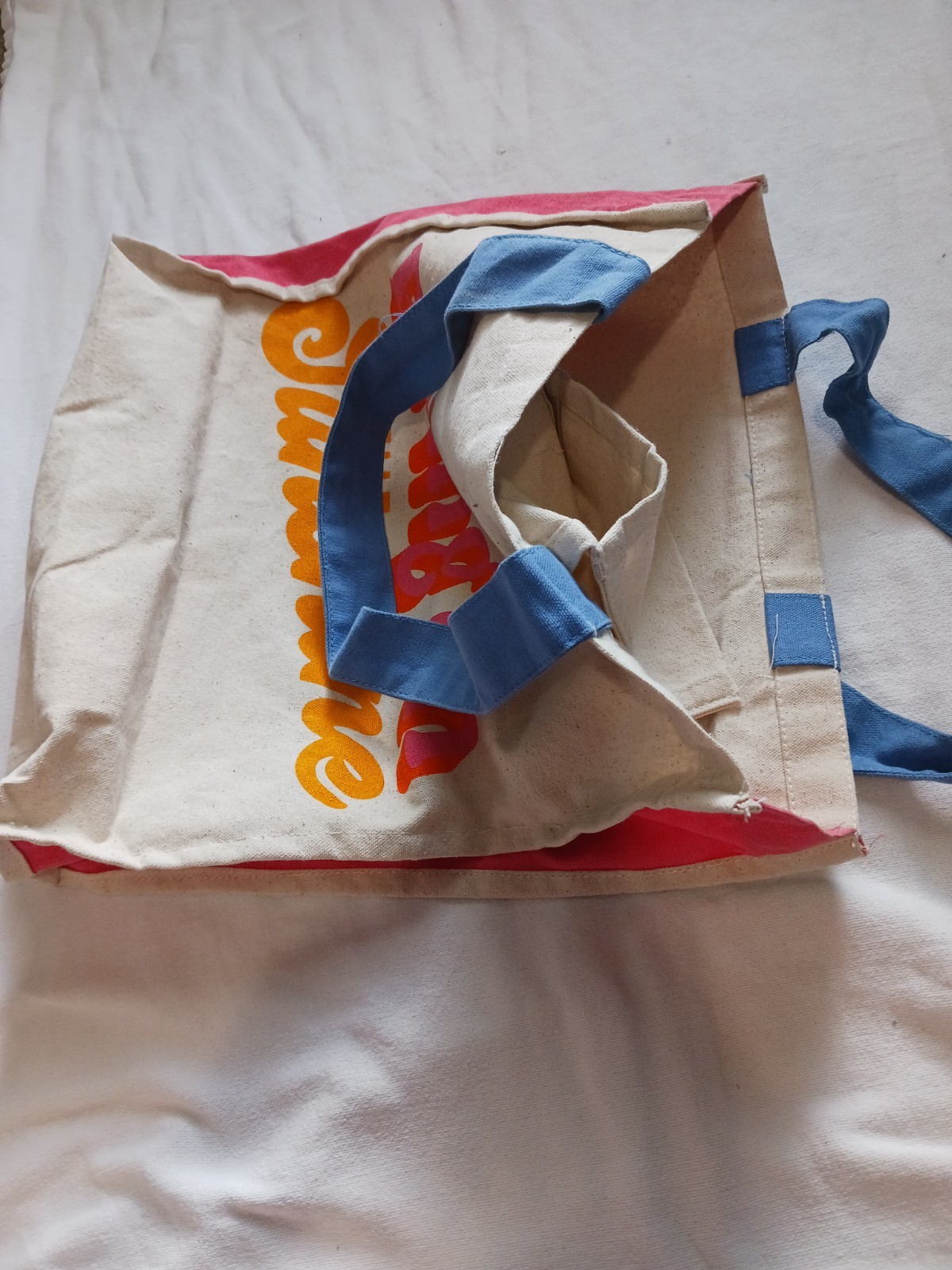 Canvas Foldable Reusable Shopping Bags Set of 2 Large Multicolor